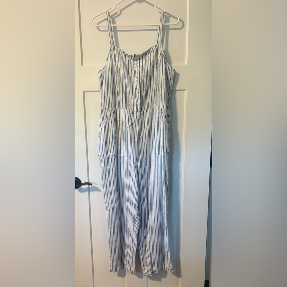 Old Navy Blue and White Striped Jumpsuit